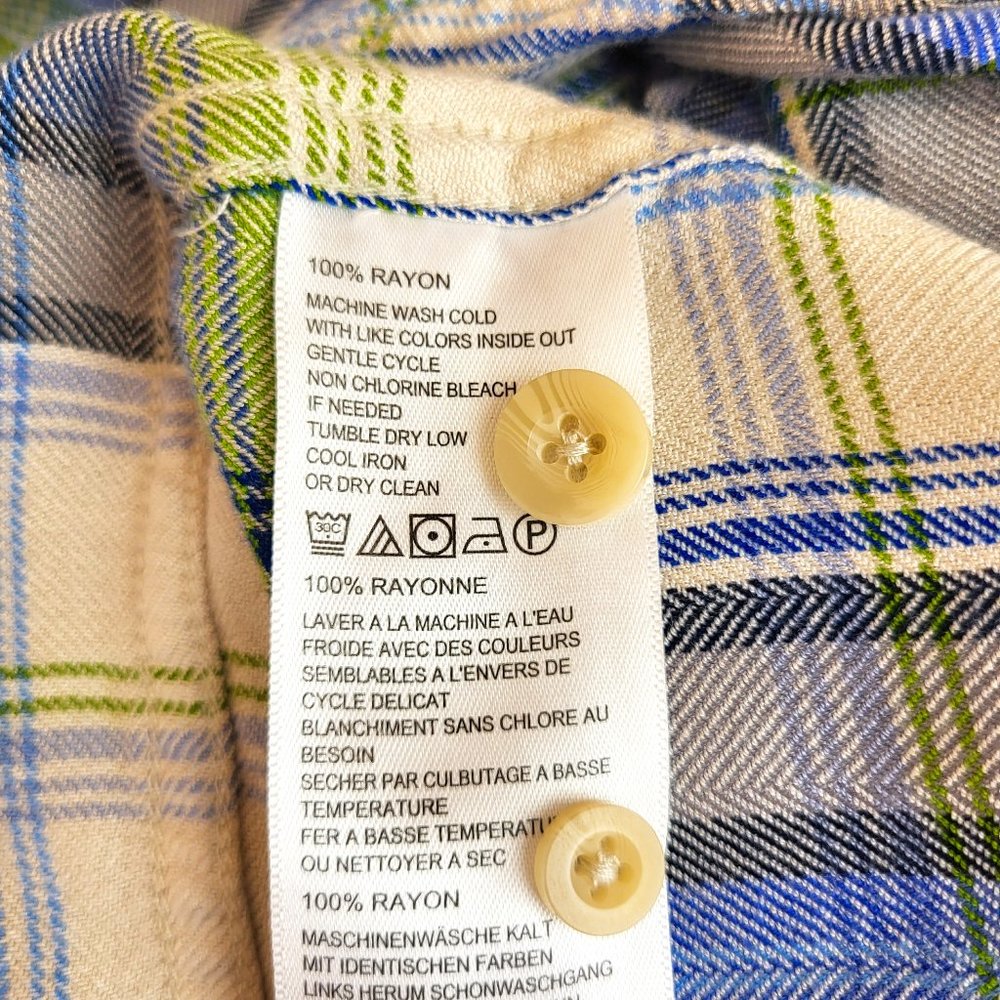 Tommy Bahama White Blue Green Plaid Long Sleeve Button Up Shirt, Size XL, EUC - Picture 10 of 10